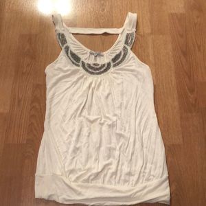 Cream Tank with Bead Detail